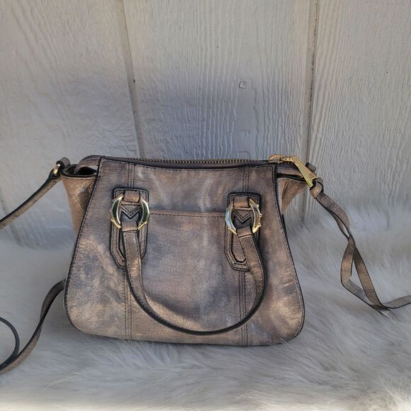 Aimee Kestenberg Handbags - Aimee Kestenberg Jaden Mini Crossbody Grey Metallic Pearl Lizard